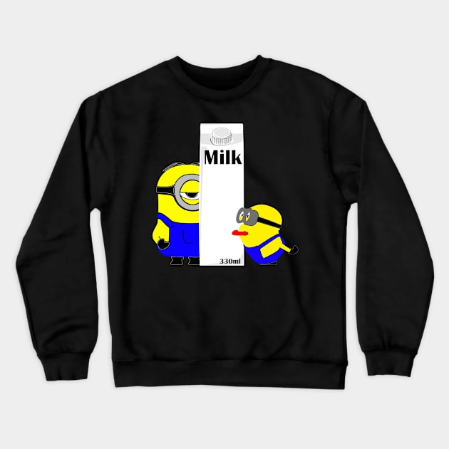 minion and milk bottle Crewneck Sweatshirt by INDONESIA68